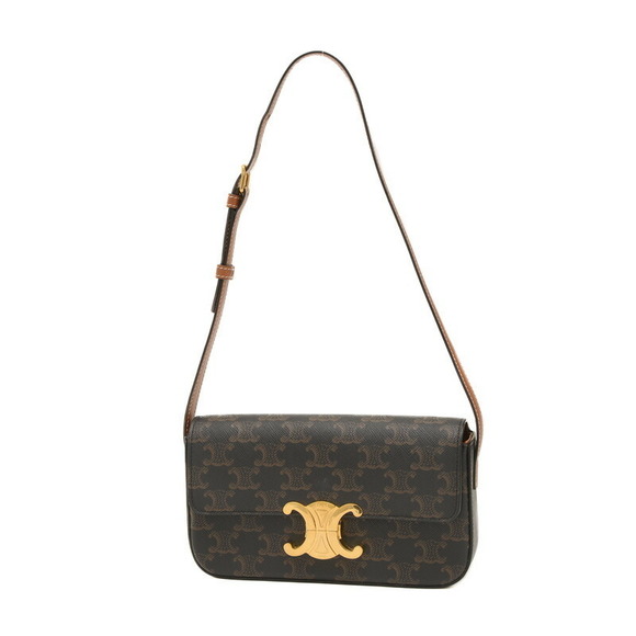Celine Triomphe Claude Shoulder Bag Tan Canvas Calf Leather - Picture 1 of 7